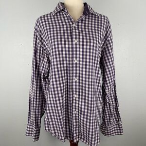 Bristol & Bull Purple Fitted Gingham Button Down Shirt Size L EUC
